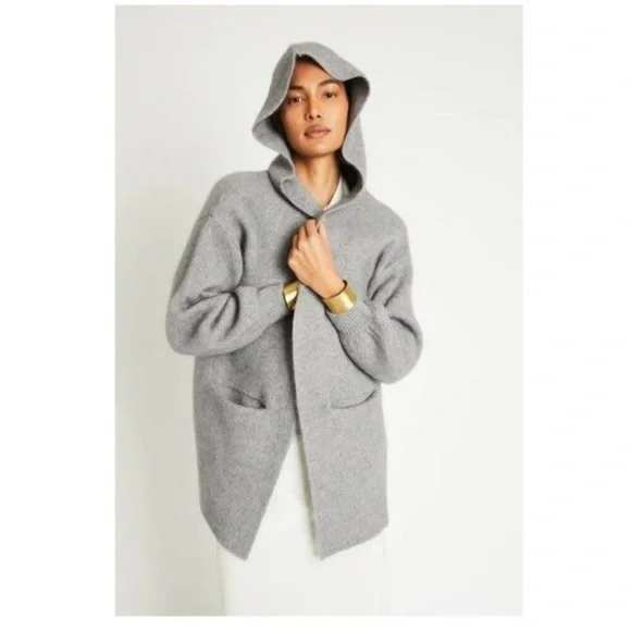 +BERYLL Vivian Cashmere Cropped Coat with Hood Coatigan, Shell Gray, OS, NWT